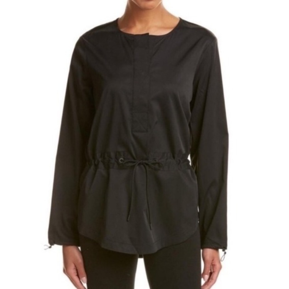Derek Lam 10C Athleta Black Top XS Drawstring Waist Long Sleeve‎ Athleisure